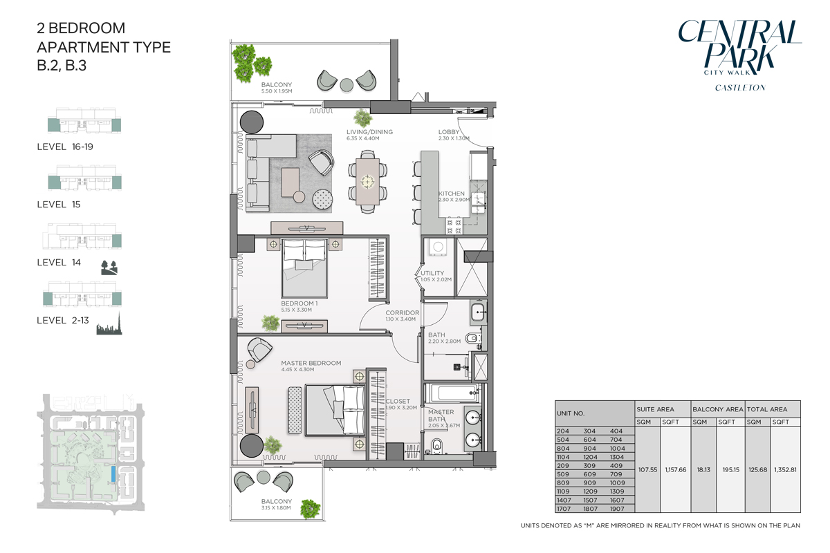 Apartment Type B.2,B.3, Level 16-19