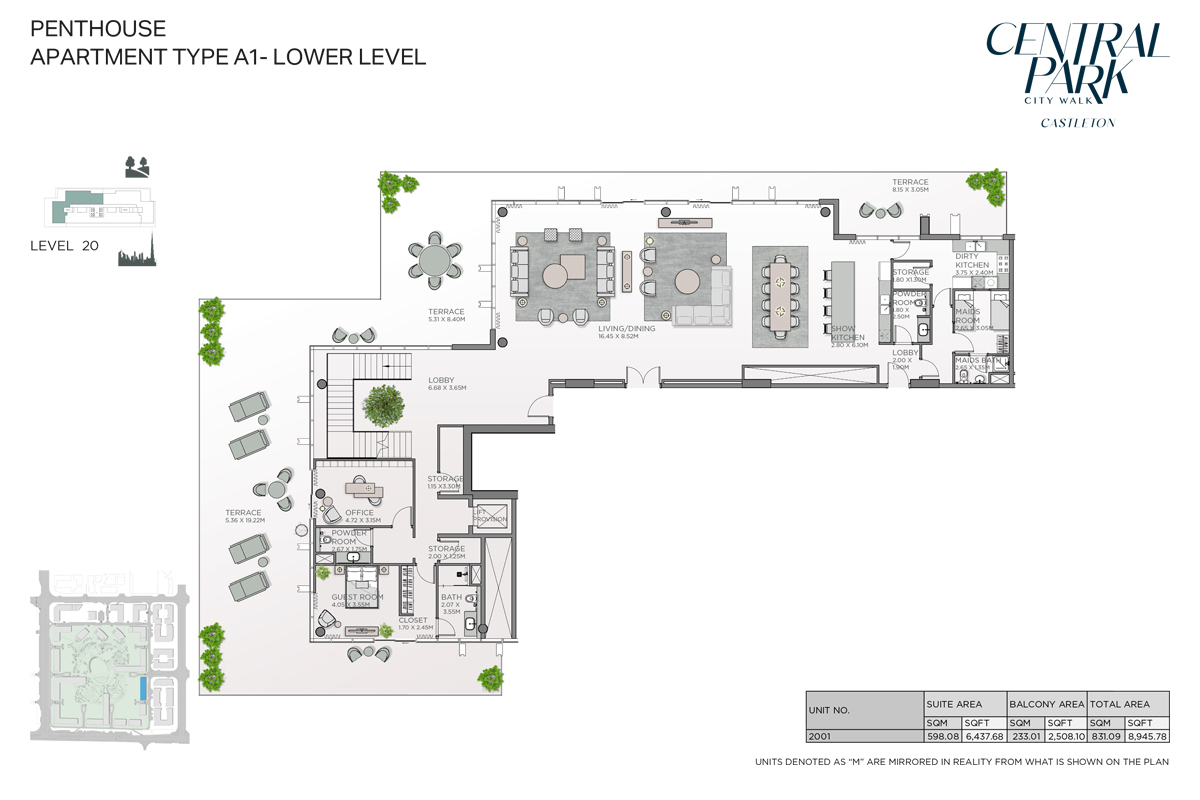 Apartment Type A1-Lower Level, Level 20