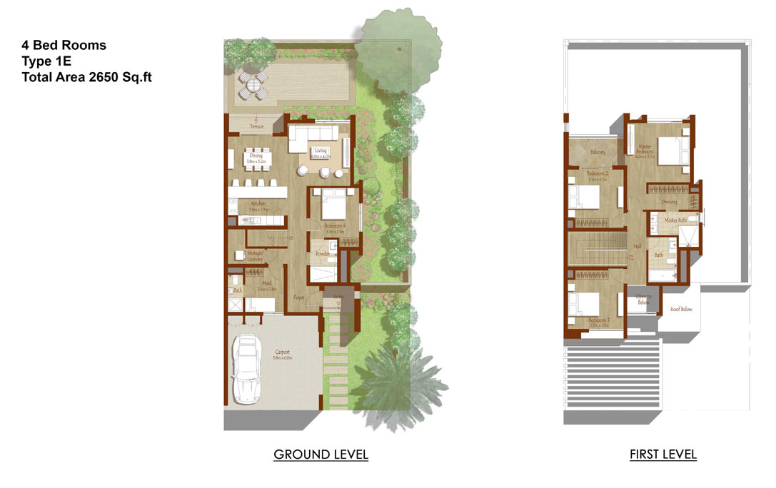Emaar Reem Townhouses at Arabian Ranches 2 Floor Plan & Size