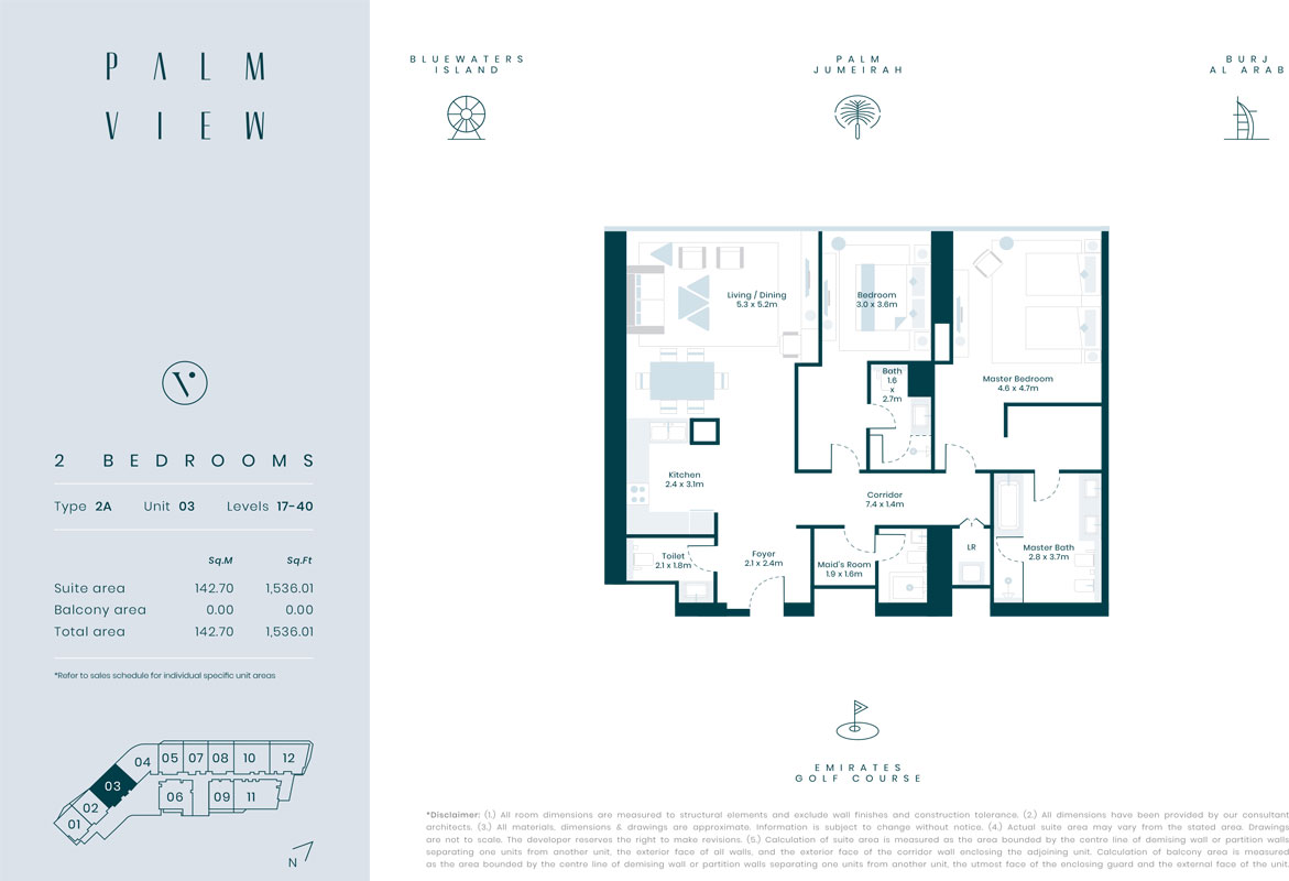 2 Bedroom, Type 2A, Unit 03, Level 17-40