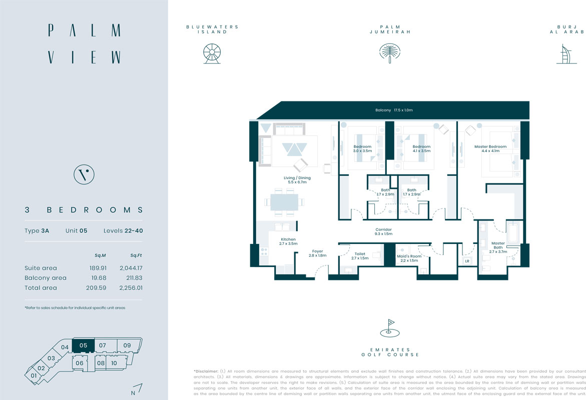 3 Bedroom, Type 3A, Unit 05, Level 22-40
