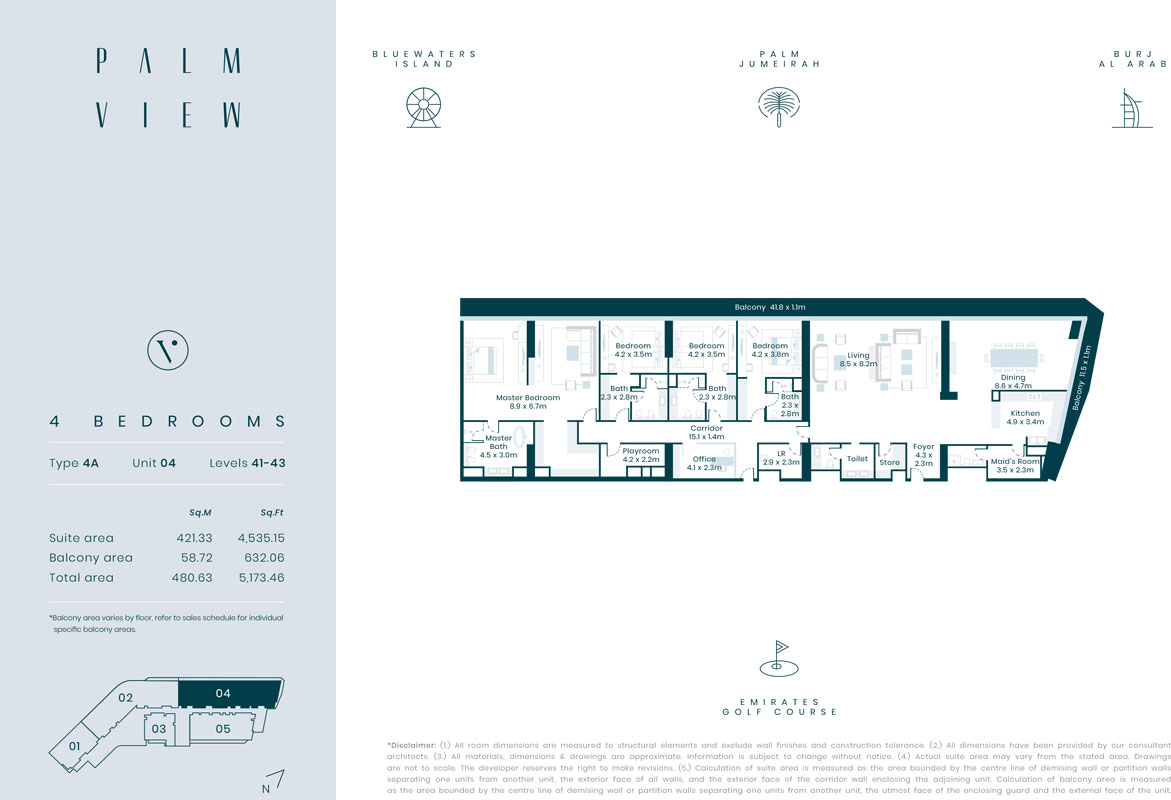 4 Bedroom, Type 4A, Unit 04, Level 41-43