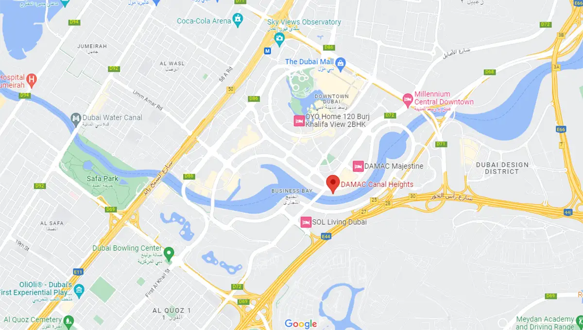 Damac Canal Heights Location Map