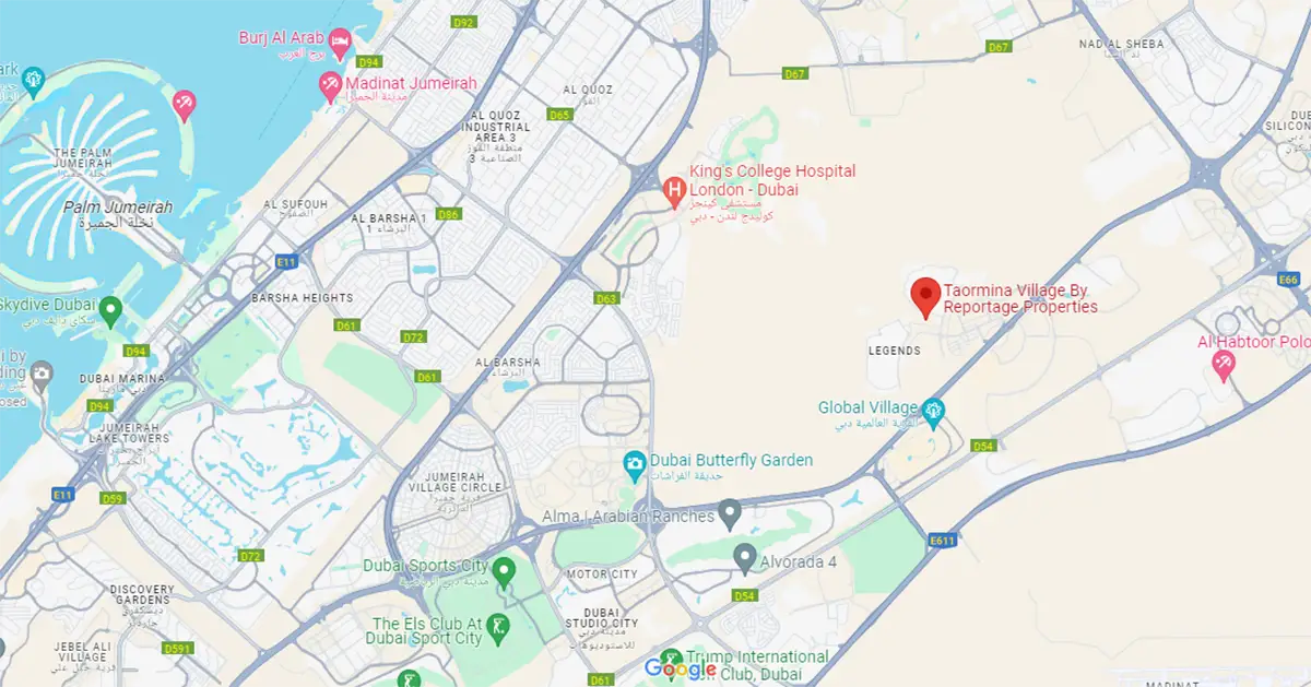 Taormina Village Location Map - Wadi Al Safa, Dubailand