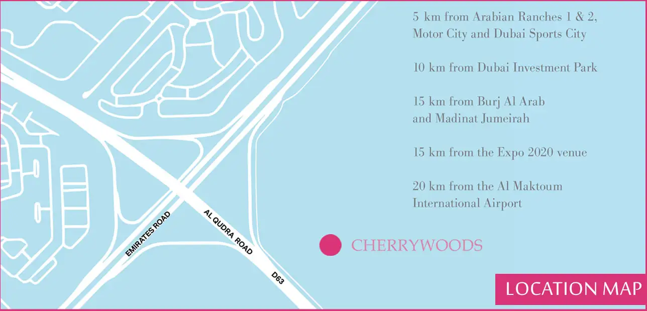 Adosados ??en Cherrywoods Mapa de localización
