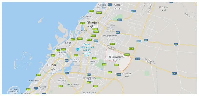 Al Khawaneej Plots Location Map